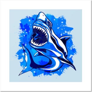 Blues Shark In Deep Blue Sea Posters and Art